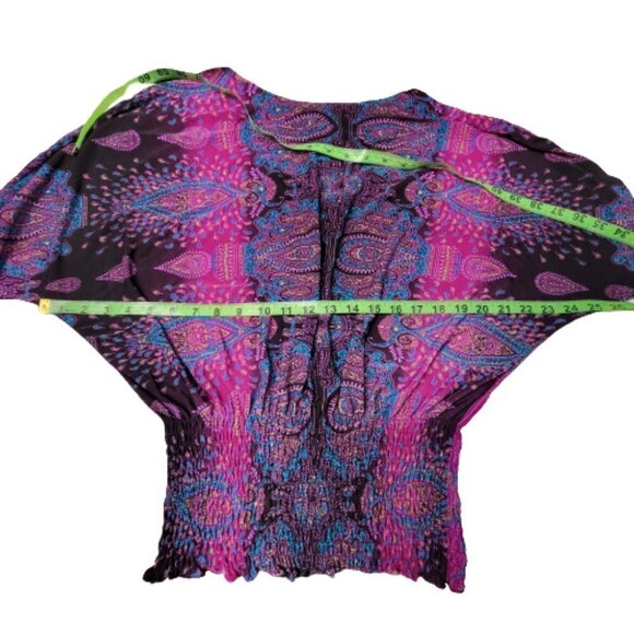 PURPLE Paisley Top Dolman Sleeve Blouse Top- One Size Fits Most - Picture 8 of 12